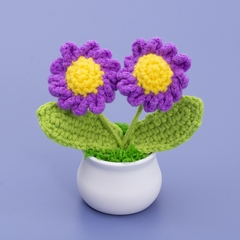 Chậu Hoa Cúc Mini LYLYCRAFT Móc Bằng Len Milk Cotton Dùng Để Trang Trí Nhà Cửa Hoặc Làm Quà Tặng Bạn Bè Người Yêu