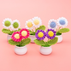 Chậu Hoa Cúc Mini LYLYCRAFT Móc Bằng Len Milk Cotton Dùng Để Trang Trí Nhà Cửa Hoặc Làm Quà Tặng Bạn Bè Người Yêu