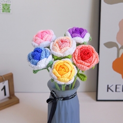 Hoa Hồng Chất Liệu Len Milk Cotton Dùng Để Trang Trí Hoặc Làm Quà Tặng, Hoa Len Handmade LYLYCRAFT