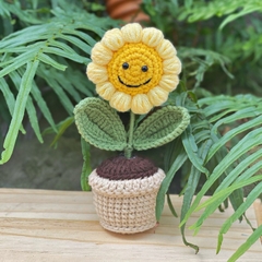 Chậu hoa hướng dương Mặt Cười LYLYCRAFT Làm Bằng Len Handmade Trang Trí Bàn Học, Bàn Làm Việc, Quà Tặng Các Dịp Lễ Tết