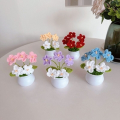 Chậu hoa len để bàn handmade nhiều mẫu dễ thương kèm túi thiệp quà tặng 21/10, sinh nhật, tốt nghiệp, decor trang trí