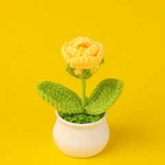 Chậu hoa len để bàn handmade nhiều mẫu dễ thương kèm túi thiệp quà tặng 21/10, sinh nhật, tốt nghiệp, decor trang trí