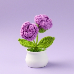 Chậu hoa len để bàn handmade nhiều mẫu dễ thương kèm túi thiệp quà tặng 21/10, sinh nhật, tốt nghiệp, decor trang trí