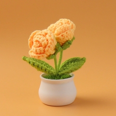 Chậu hoa len để bàn handmade nhiều mẫu dễ thương kèm túi thiệp quà tặng 21/10, sinh nhật, tốt nghiệp, decor trang trí
