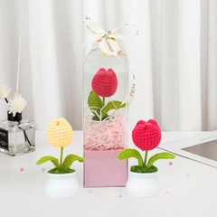 Chậu Hoa Len Handmade LYLYCRAFT Hoa Móc Len Thủ Công Kèm Hộp Thích Hợp Làm Quà Tặng Sinh Nhật, Quà 20/10 Cho Người Yêu