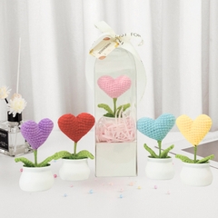 Chậu Hoa Len Handmade LYLYCRAFT Hoa Móc Len Thủ Công Kèm Hộp Thích Hợp Làm Quà Tặng Sinh Nhật, Quà 20/10 Cho Người Yêu