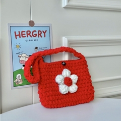 Túi Kẹp Nách Bằng Len Nhung Đũa, Túi Đeo Vai Len Nhiều Màu Kèm Bông Hoa Handmade Xinh Xắn