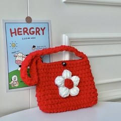 Túi Kẹp Nách Bằng Len Nhung Đũa, Túi Đeo Vai Len Nhiều Màu Kèm Bông Hoa Handmade Xinh Xắn
