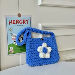 Túi Kẹp Nách Bằng Len Nhung Đũa, Túi Đeo Vai Len Nhiều Màu Kèm Bông Hoa Handmade Xinh Xắn