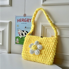 Túi Kẹp Nách Bằng Len Nhung Đũa, Túi Đeo Vai Len Nhiều Màu Kèm Bông Hoa Handmade Xinh Xắn
