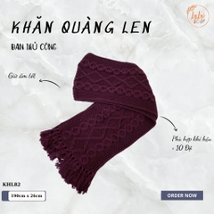 Khăn Len Choàng Cổ Handmade Có Tua Đan Tay Chất Liệu Visco Thương Hiệu LyLyCraft Thủ Công KHL82