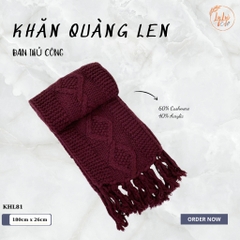 Khăn Len Choàng Cổ Handmade Có Tua Đan Tay Chất Liệu Visco Thương Hiệu LyLyCraft Thủ Công KHL82