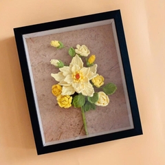 Tranh Len Khung 3D - 25x30x7 - Khung Đen - Hoa vàng