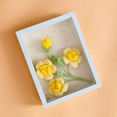 Tranh Len 3D - 15x20x4 - Khung Trắng - Hoa vàng