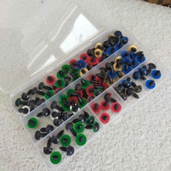 Hộp 100 cái mắt nhựa thú size 10mm, mũi thú size 8mm, 10mm