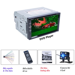 Combo Màn hình DVD Ô tô 2 DIN  cảm ứng RK-6680 và Camera lùi 4 Led