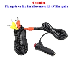 Combo Dây  tín hiệu cho Camera lùi, camera tiến, camera cặp lề  ô tô rắc cắm AV dài 7m và tẩu nguồn 12-24V