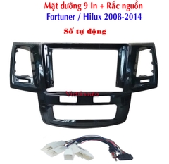 Mặt dưỡng lắp màn hình 9 In Toyota Fortuner, Toyota Hilux 2008-2014 Kèm rắc nguồn Zin