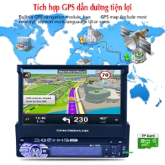 Màn hình Ô tô 1DIN tự động đóng mở màn hình  tích hợp GPS dẫn đường 7158G