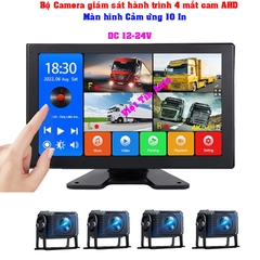Bộ Camera hành trình 4 mắt cho xe tải, xe đầu kéo màn hình cảm ứng 10 In điện 12V-24V