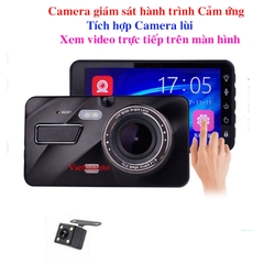 Camera giám sát hành trình Màn cảm ứng 4 In  Chuẩn 1080P Kèm cam lùi  - T08