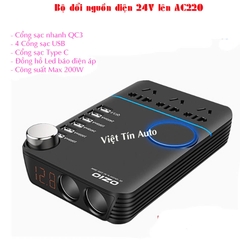 Bộ đổi nguồn 24V  lên AC 220V  200W, Kích điện 24V lên 220V- Mẫu OZIO