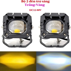 đèn trợ sáng 2 màu Trắng - Vàng , đèn trợ sáng cho ô tô , xe máy U1