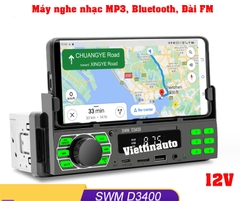 Máy nghe nhạc Bluetooth, đài FM cho Ô tô, máy nghe nhạc thẻ D3400