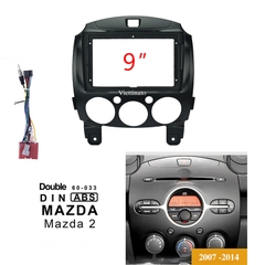Mặt dưỡng mặt nạ lắp màn hình 9 In xe Mazda 2 2007 -2014 Kèm rắc nguồn