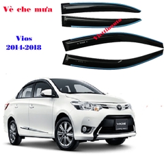 Vè che mưa xe Vios 2014-2018 viền chỉ mạ Crom