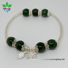 Vòng Tay Đá Diopside Charm Lá Phong Canada bạc 925