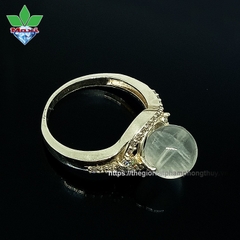 Nhẫn bạc Thái 925 đính Thạch Anh trắng