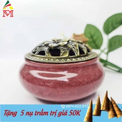 Lư Hương Đốt Trầm Gốm Sứ Cao Cấp Màu Hồng