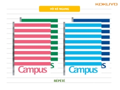 Vở 200 trang, khổ B5, màu xanh tím than, xanh dương, xanh lá, hồng, định lượng 70g/m2, 5 quyển/gói,  60 quyển/ thùng