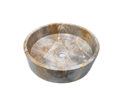 LAVABO ĐÁ TỰ NHIÊN - TRÒN VÁT LÒNG - GHI VÀNG- LTVL