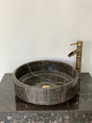 LAVABO ĐÁ TỰ NHIÊN - TRÒN VÁT LÒNG - NÂU Ý - NVM32