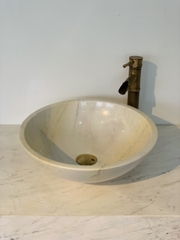 LAVABO ĐÁ TỰ NHIÊN - TRÒN MỎNG - TRẮNG SỮA - BST90C
