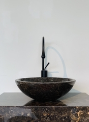 LAVABO ĐÁ TỰ NHIÊN - TRÒN MỎNG - NÂU Ý - BST03