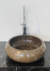 LAVABO ĐÁ TỰ NHIÊN - TRÒN MỎNG PHÌNH THÂN - NÂU IRAN