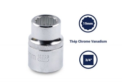 ĐẦU TUÝP 12 CẠNH 3/4IN-19MM THÉP CROM SATA - 16602