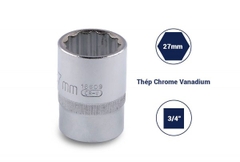 ĐẦU TUÝP 12 CẠNH 3/4IN-27MM THÉP CROM SATA - 16609