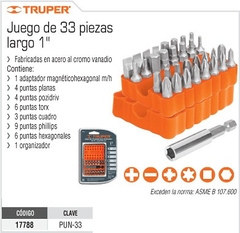 BỘ PHỤ KIỆN VẶN VÍT 33 CHI TIẾT TRUPER - PUN-33