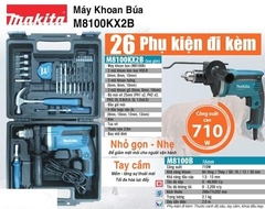 MÁY KHOAN BÚA VALI 16mm + 26 MÓN MAKITA - M8100KX2B
