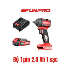 MÁY MỞ ỐC 350N.m PIN 20V/4Ah (2PIN, 1SẠC) SFUNPRO - S20M350A-4AH