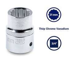 ĐẦU TUÝP 12 CẠNH 3/4IN-21MM THÉP CROM SATA - 16603