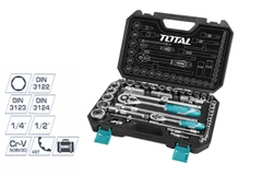 BỘ SOCKET 1/4 + 1/2INCH VÀ CẦN 2 CHIỀU 44 MÓN TOTAL - THT421441