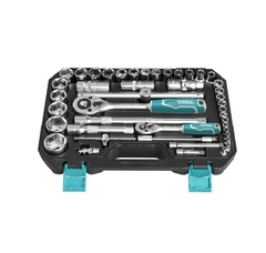 BỘ SOCKET 1/4 + 1/2INCH VÀ CẦN 2 CHIỀU 44 MÓN TOTAL - THT421441