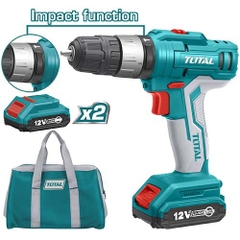 MÁY KHOAN DÙNG PIN LITHIUM-ION 12V (KÈM 2PIN, 1 SẠC) TOTAL - TIDLI1222