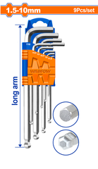 BỘ 9 CHÌA LỤC GIÁC BI TRÒN DÀI 1.5-10mm WADFOW - WHK2292