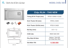 Chậu rửa 1 hố Roslerer RL04-7545NEW